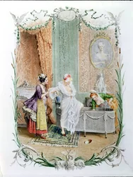 Das Morgenbad, Illustration des eleganten Pariser Lebens in der zweiten Hälfte des 18. Jahrhunderts, ca. 1890